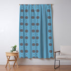 Daisy Stripes Cozy Cottage Pattern in Light Blue and Brown Window Curtain Gallery Image 5