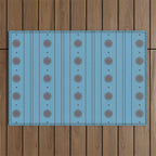 Daisy Stripes Cozy Cottage Pattern in Light Blue and Brown Outdoor Rug Gallery Image 1