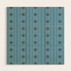 Daisy Stripes Cozy Cottage Pattern in Light Blue and Brown Wood Wall Art Gallery Image 1