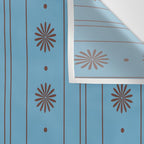 Daisy Stripes Cozy Cottage Pattern in Light Blue and Brown Wall Tapestry Gallery Image 3