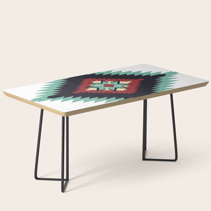 Southwest Santa Fe Geometric Tribal Indian Pattern Coffee Table Gallery Image 1