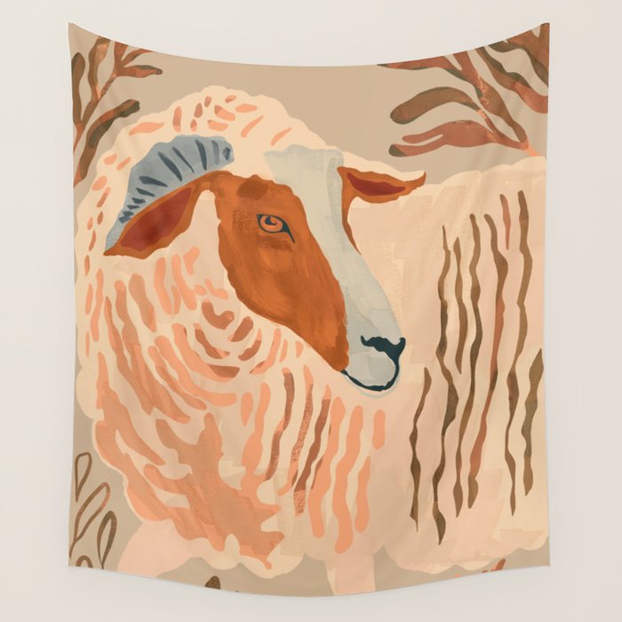Abstract Rustic Ram 2 Wall Tapestry Gallery Image 1