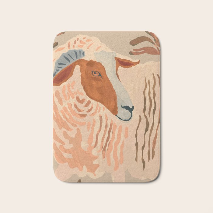 Abstract Rustic Ram 2 Bath Mat Gallery Image 1