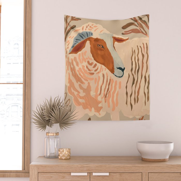 Abstract Rustic Ram 2 Wall Tapestry Gallery Image 2