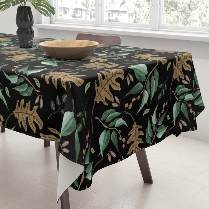Fall of fall leaves dark Tablecloth Gallery Image 3