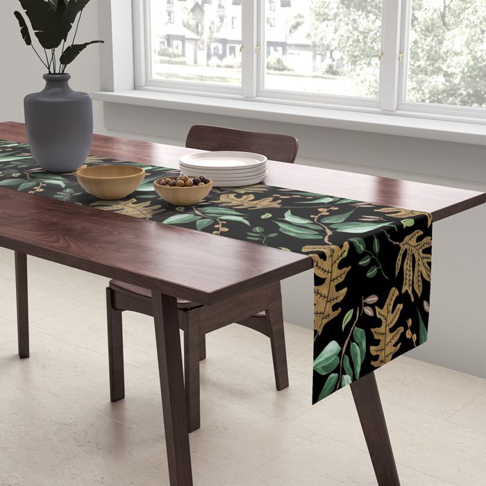 Fall of fall leaves dark Table Runner Gallery Image 2