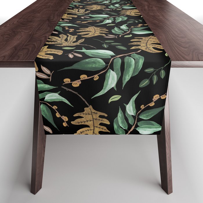 Fall of fall leaves dark Table Runner Gallery Image 1