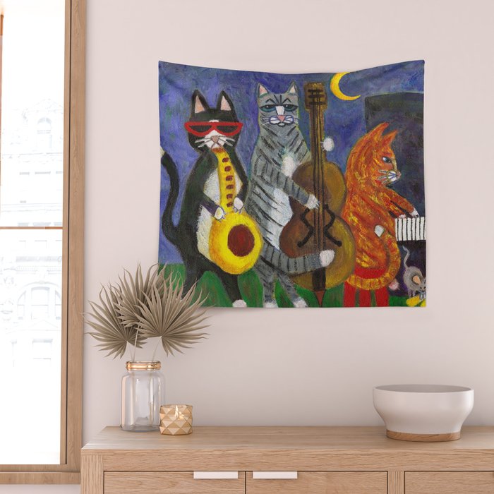 Jazz Cats Wall Tapestry Gallery Image 2