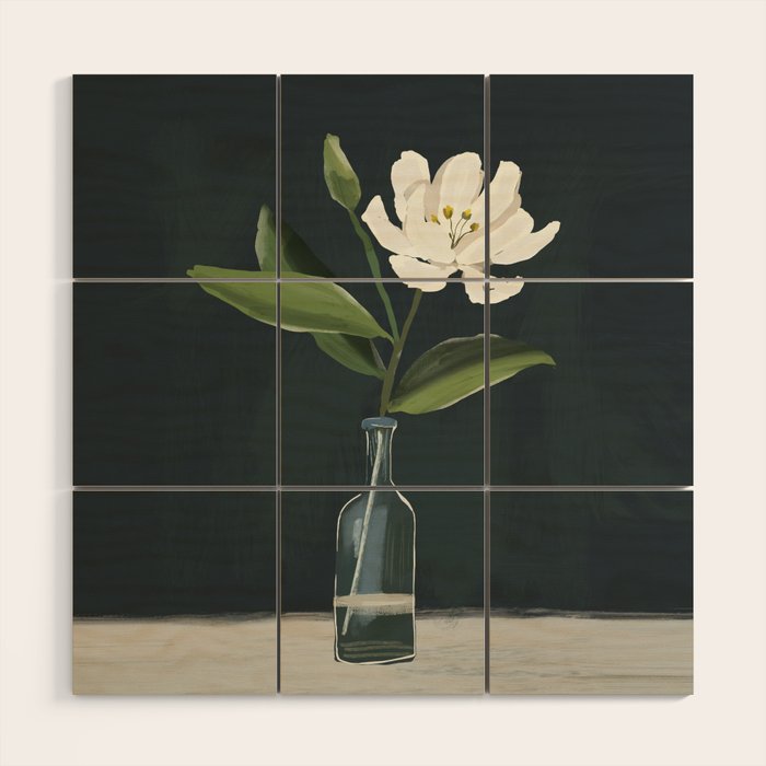 A flower in a vase Wood Wall Art Gallery Image 1