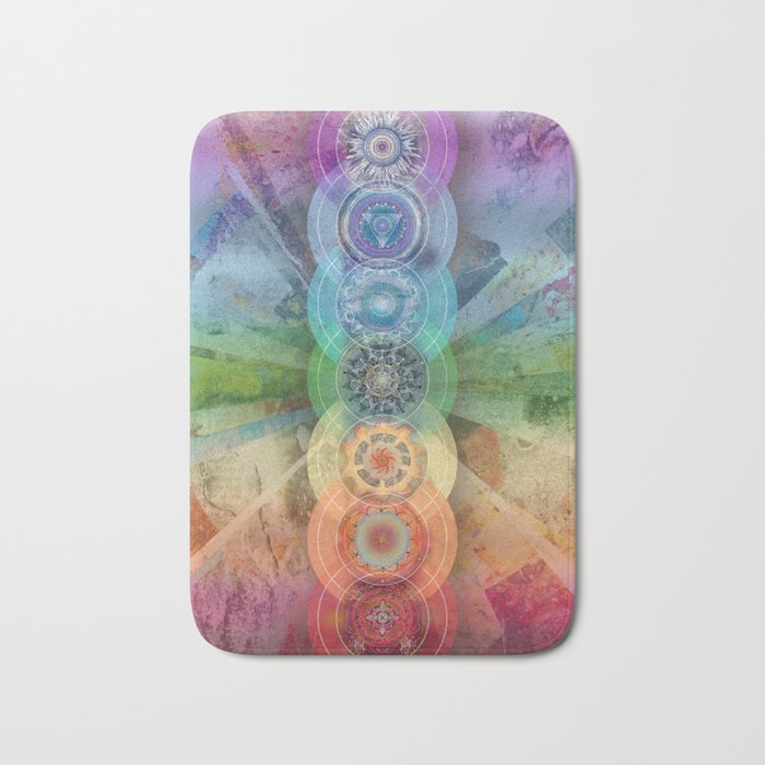 seven chakra meditation and yoga art Bath Mat Gallery Image 1