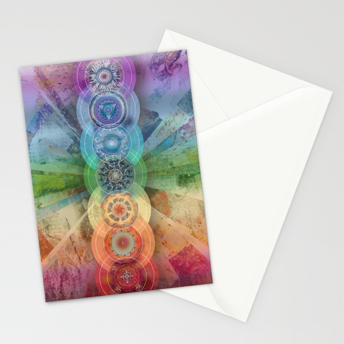 seven chakra meditation and yoga art Stationery Card Gallery Image 2