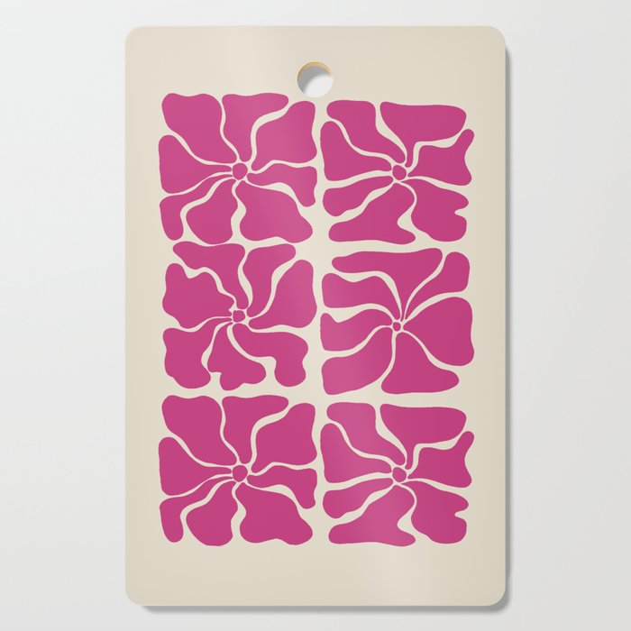 Monochrome fuchsia pink flowers Cutting Board Gallery Image 1