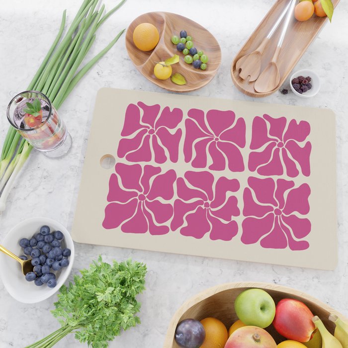 Monochrome fuchsia pink flowers Cutting Board Gallery Image 2