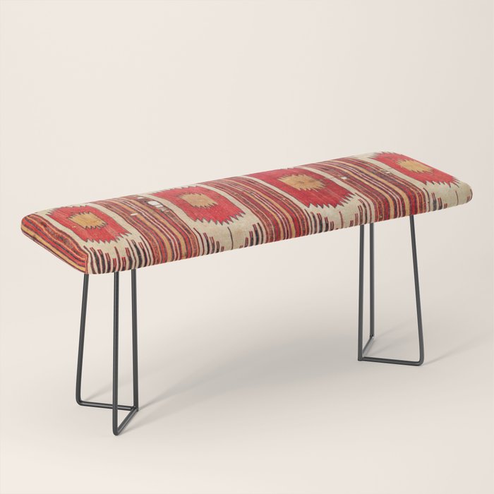 Keles  Antique Balikesir Turkish Kilim Print Bench Gallery Image 1