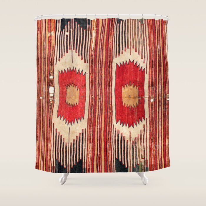 Keles  Antique Balikesir Turkish Kilim Print Shower Curtain Gallery Image 1