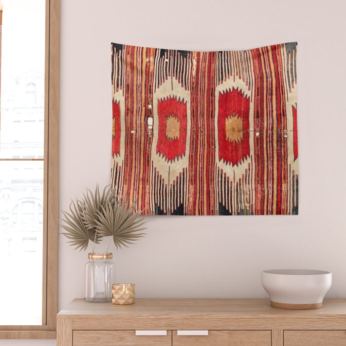 Keles  Antique Balikesir Turkish Kilim Print Wall Tapestry Gallery Image 2