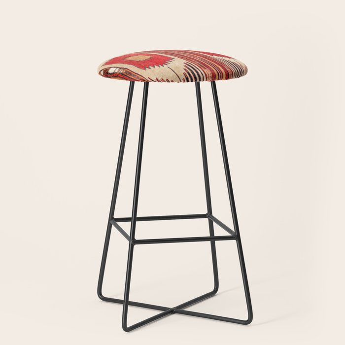 Keles  Antique Balikesir Turkish Kilim Print Stool Gallery Image 1