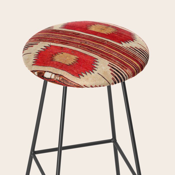 Keles  Antique Balikesir Turkish Kilim Print Stool Gallery Image 2
