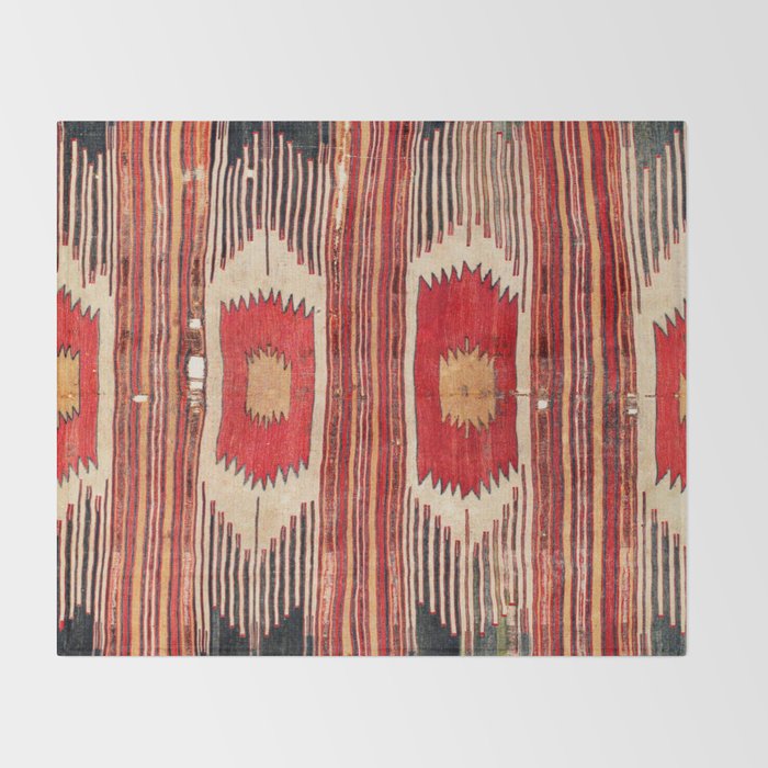 Keles  Antique Balikesir Turkish Kilim Print Throw Blanket Gallery Image 2