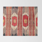 Keles  Antique Balikesir Turkish Kilim Print Throw Blanket Gallery Image 2
