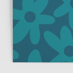 Daisy Time Retro Floral Pattern in Teal Blue Poster Gallery Image 3