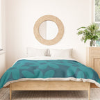 Daisy Time Retro Floral Pattern in Teal Blue Duvet Cover Gallery Image 3