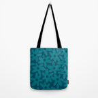 Daisy Time Retro Floral Pattern in Teal Blue Tote Bag Gallery Image 2