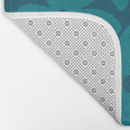 Daisy Time Retro Floral Pattern in Teal Blue Bath Mat Gallery Image 2