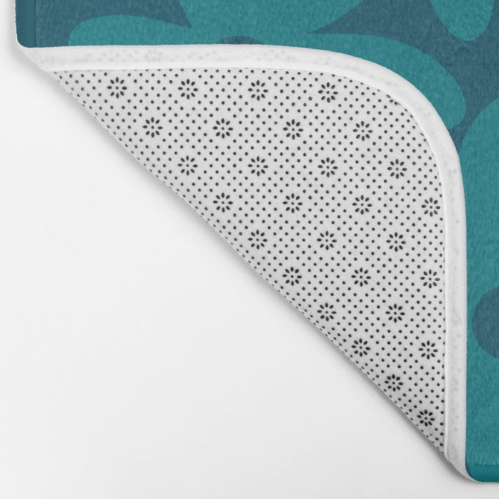 Daisy Time Retro Floral Pattern in Teal Blue Bath Mat Gallery Image 2