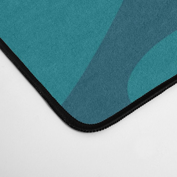 Daisy Time Retro Floral Pattern in Teal Blue Desk Mat Gallery Image 4