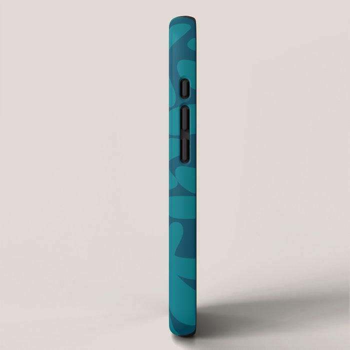 Daisy Time Retro Floral Pattern in Teal Blue iPhone Case Gallery Image 2