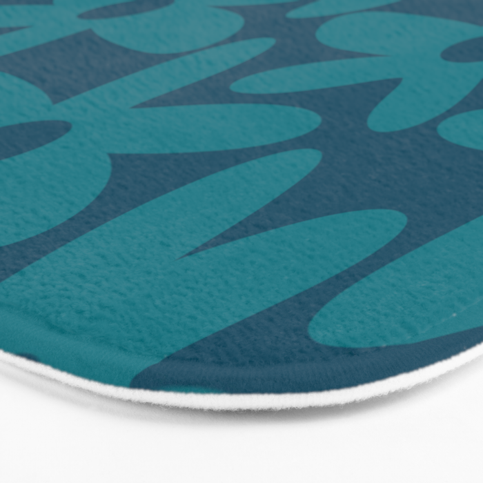 Daisy Time Retro Floral Pattern in Teal Blue Bath Mat Gallery Image 3