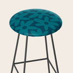 Daisy Time Retro Floral Pattern in Teal Blue Stool Gallery Image 2