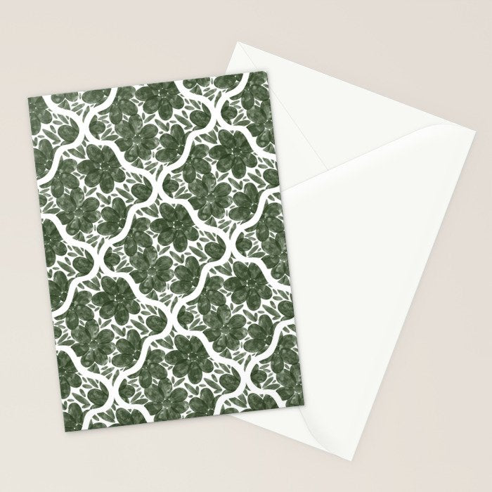 Green Petals Oasis Motif Stationery Card Gallery Image 2