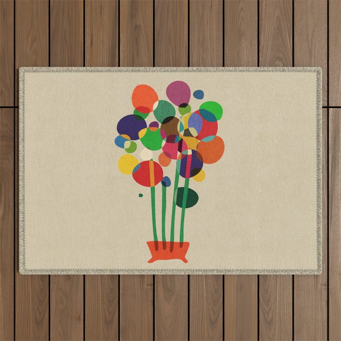 Happy flowers in the vase Outdoor Rug Gallery Image 1