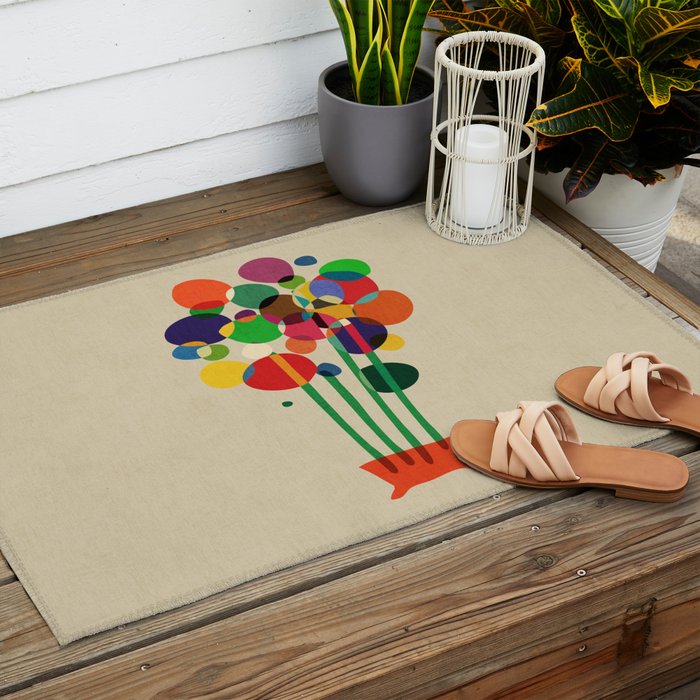 Happy flowers in the vase Outdoor Rug Gallery Image 2