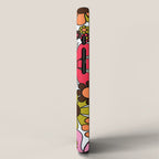 Retro Garden Flowers Groovy 60s 70s Floral Pattern in Pink, Dark Brown, Avocado Green, Orange, and Black iPhone Case Gallery Image 2