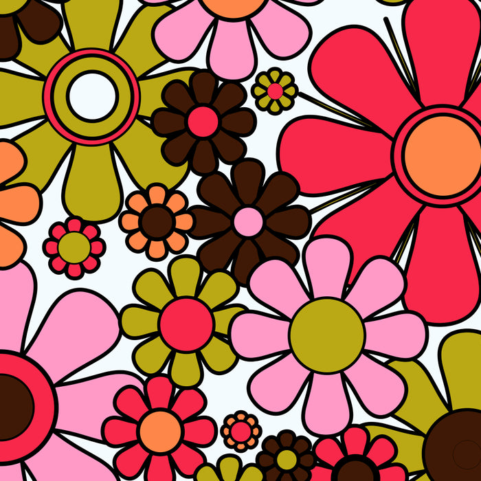 Retro Garden Flowers Groovy 60s 70s Floral Pattern in Pink, Dark Brown, Avocado Green, Orange, and Black Coffee Mug Gallery Image 2