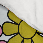 Retro Garden Flowers Groovy 60s 70s Floral Pattern in Pink, Dark Brown, Avocado Green, Orange, and Black Comforter Gallery Image 4