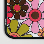 Retro Garden Flowers Groovy 60s 70s Floral Pattern in Pink, Dark Brown, Avocado Green, Orange, and Black Laptop Sleeve Gallery Image 3