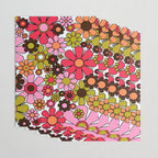 Retro Garden Flowers Groovy 60s 70s Floral Pattern in Pink, Dark Brown, Avocado Green, Orange, and Black Wrapping Paper Gallery Image 3