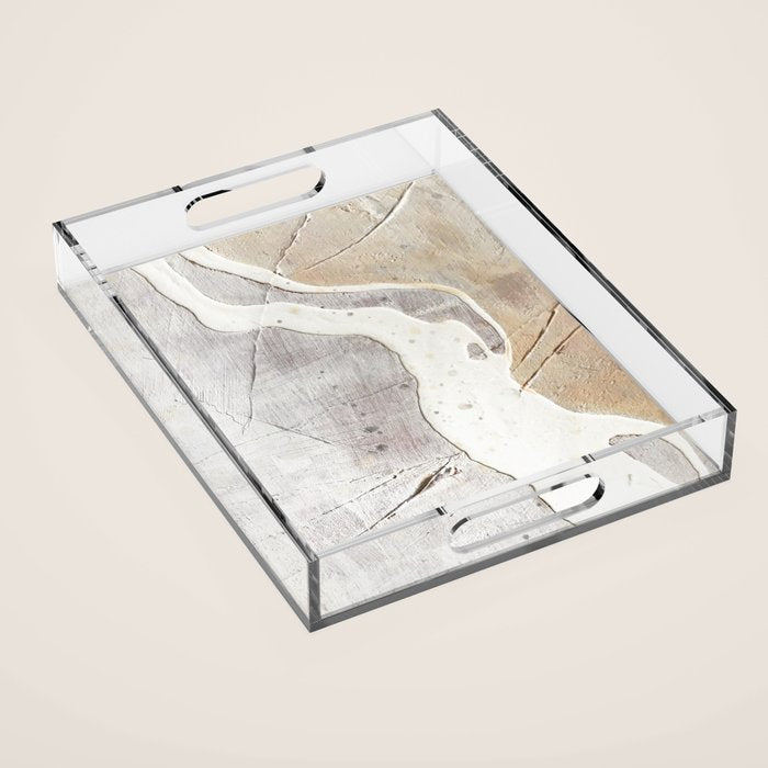 Feels: a neutral, textured, abstract piece in whites by Alyssa Hamilton Art Acrylic Tray Gallery Image 1