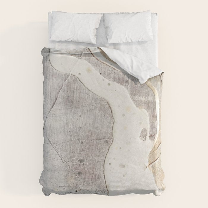 Feels: a neutral, textured, abstract piece in whites by Alyssa Hamilton Art Duvet Cover Gallery Image 6