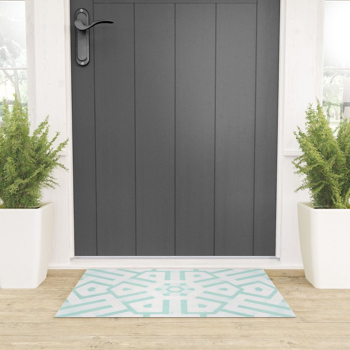 Mint Snowflake Mandala Welcome Mat Gallery Image 3
