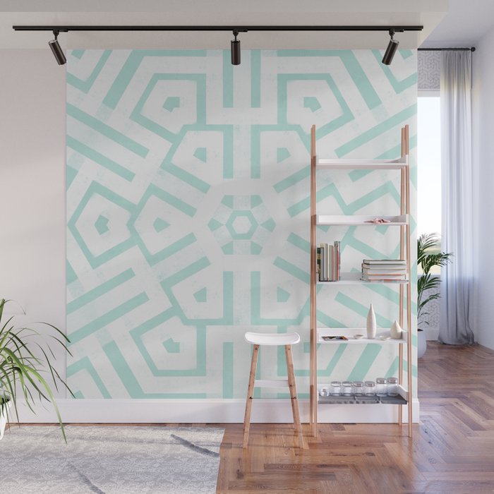 Mint Snowflake Mandala Wall Mural Gallery Image 1