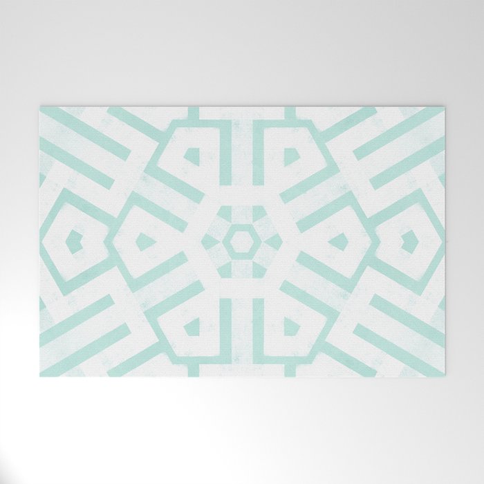 Mint Snowflake Mandala Welcome Mat Gallery Image 1