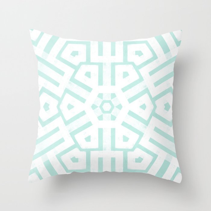Mint Snowflake Mandala Throw Pillow Gallery Image 6