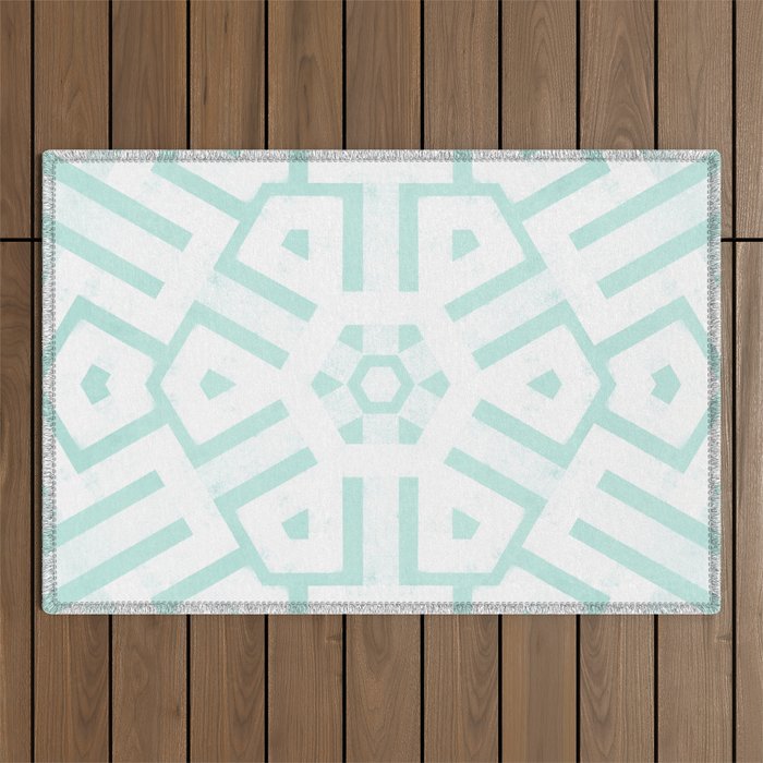 Mint Snowflake Mandala Outdoor Rug Gallery Image 1