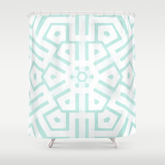 Mint Snowflake Mandala Shower Curtain Gallery Image 1