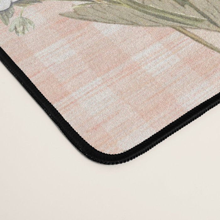 Vintage wild strawberries on cottage pink gingham pattern Desk Mat Gallery Image 4